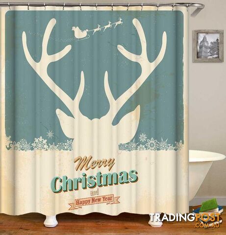 Reindeer Christmas Vintage Tin Plate Shower Curtain - Curtains - 7427046061476