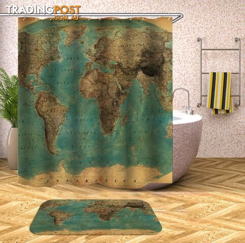 Embossment World Map Shower Curtain - Curtain - 7427046006590