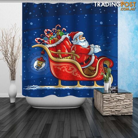 Santa On His Sleigh Shower Curtain - Curtain - 7427046017305