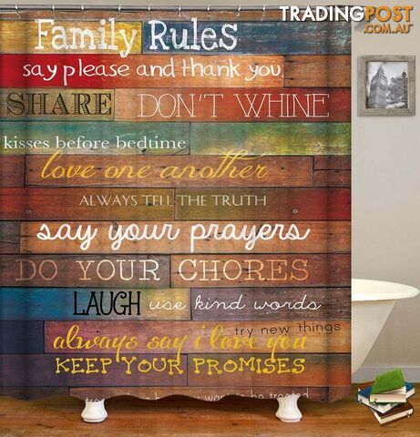 Family Rules Wooden Deck Shower Curtain - Curtain - 7427046137652