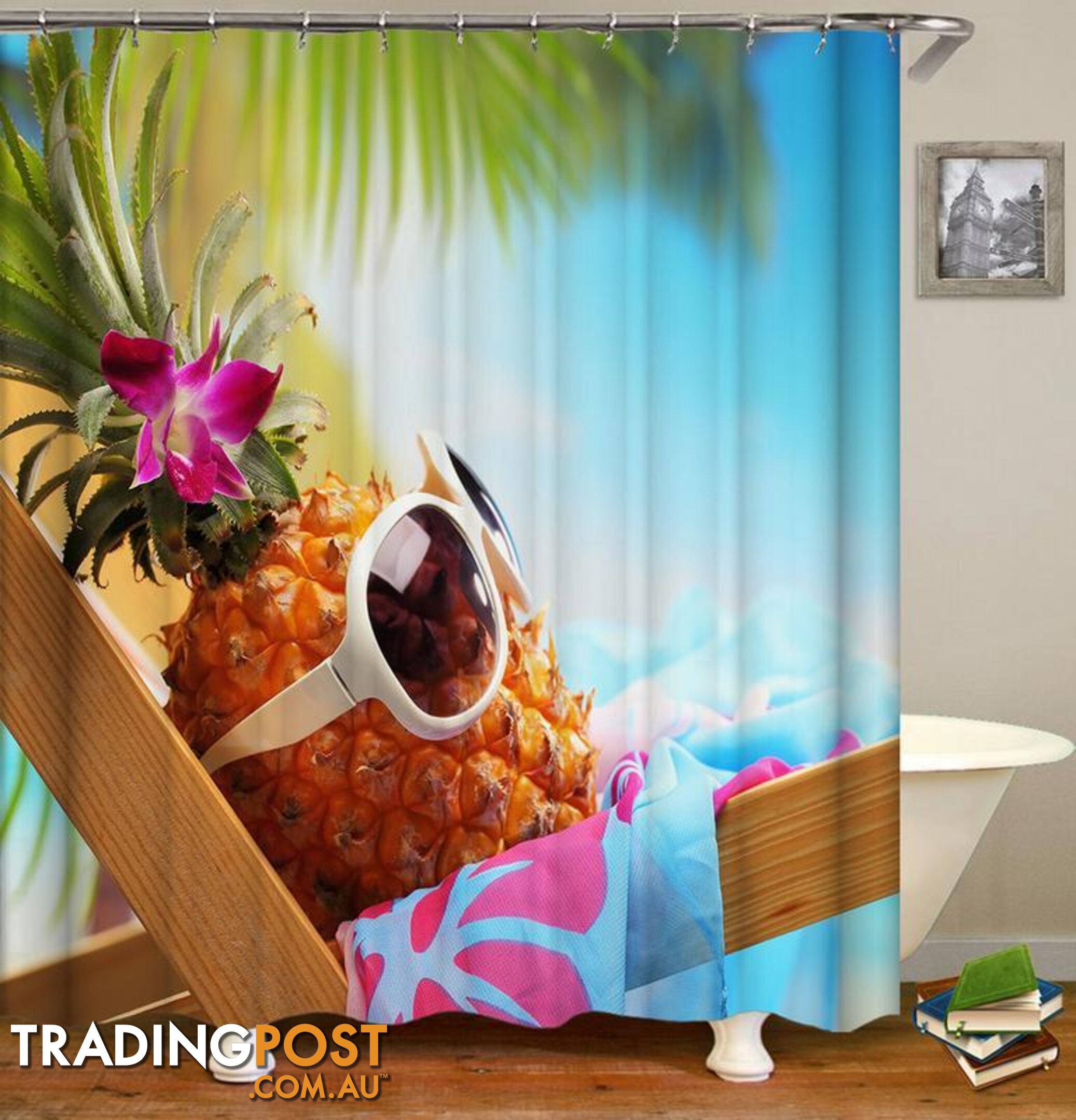 Chilling Out Pineapple Shower Curtain Shower Curtain - Curtain - 7427045902824