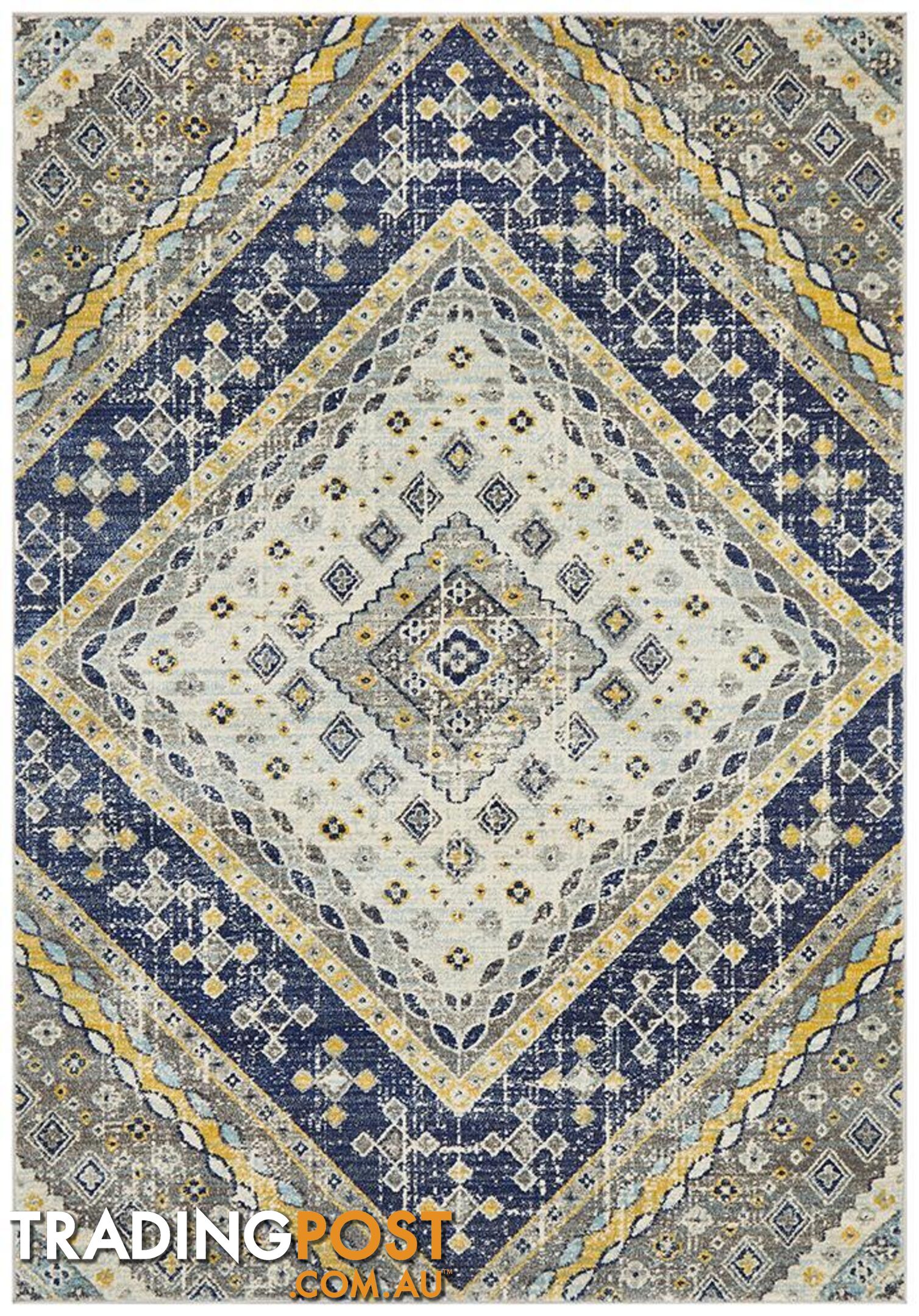 Babylon Diamond Navy Rug - Unbranded - 9375321874533