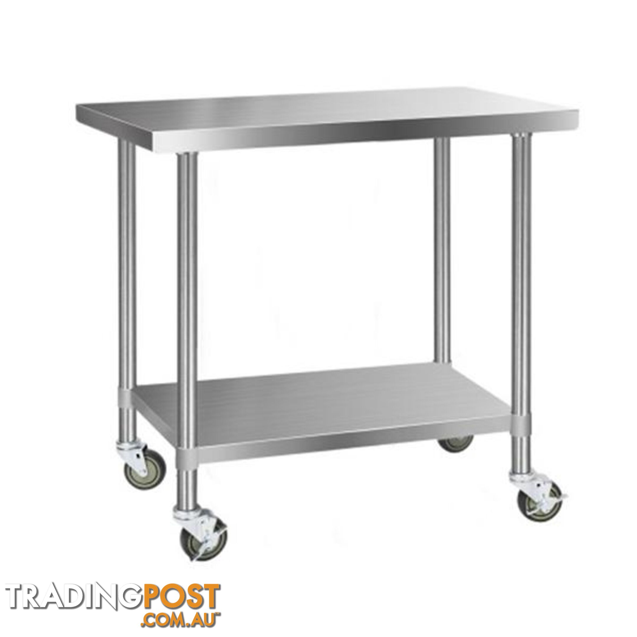 430 Stainless Steel Kitchen Work Bench Food Prep Table With Wheels - Cefito - 9350062085646