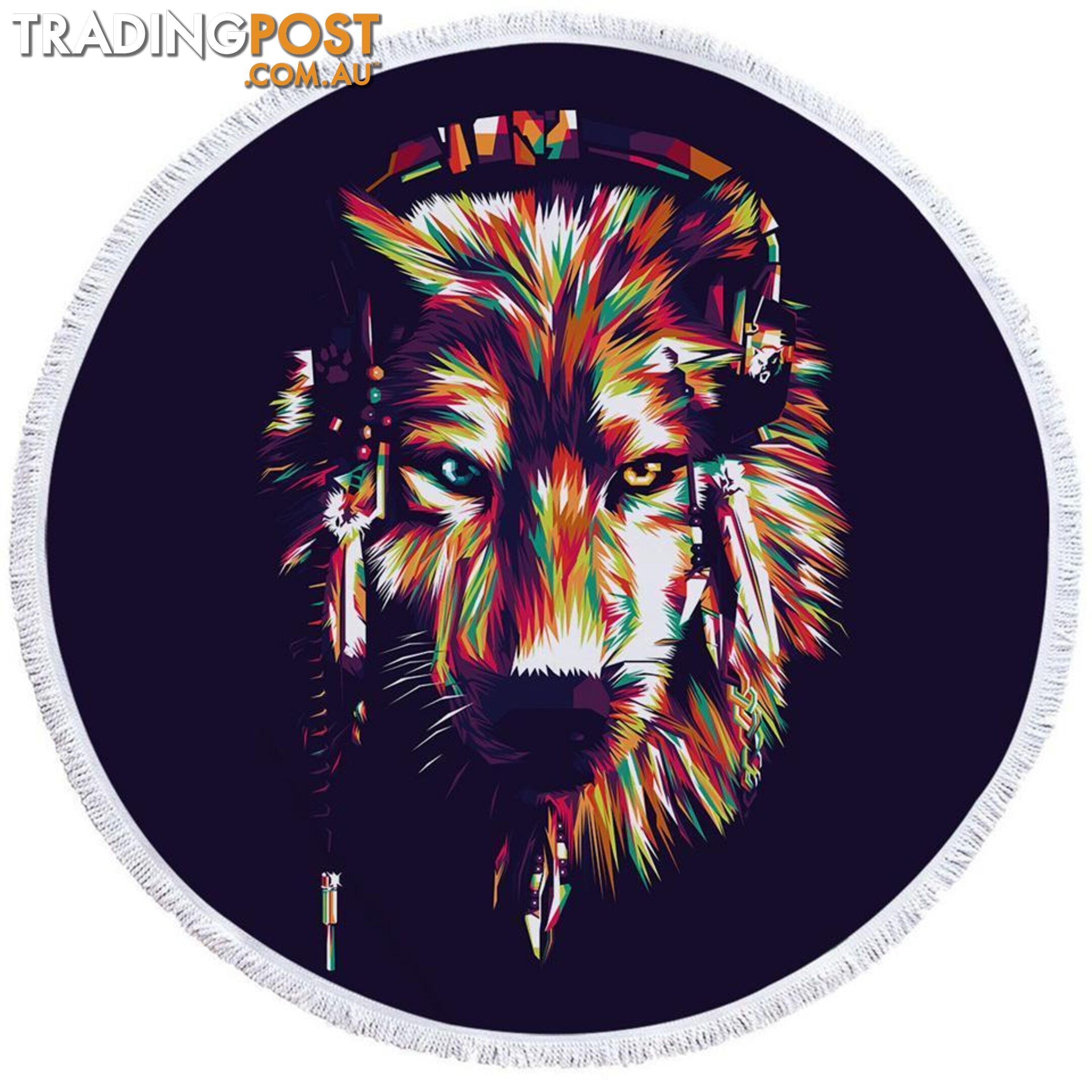 Colorful Artistic Wolf Beach Towel - Towel - 7427046310406