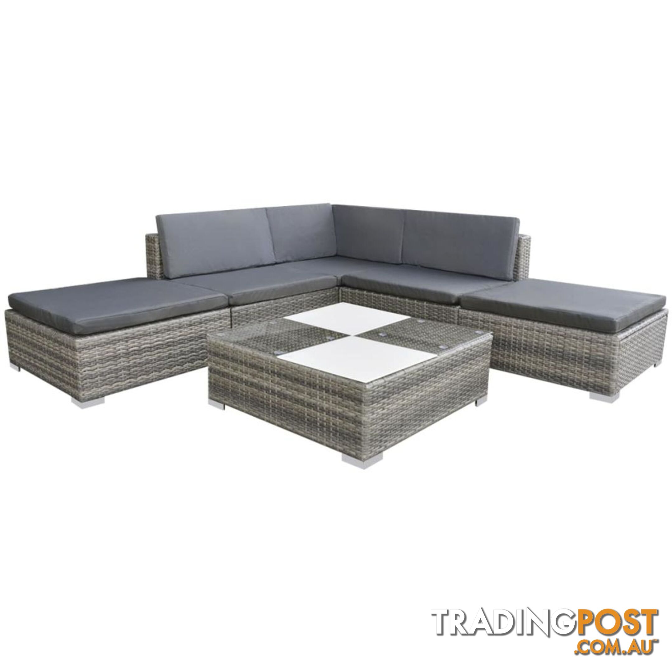 Poly Rattan Garden Sofa Set (15 Pcs) - Grey - Unbranded - 4326500418500