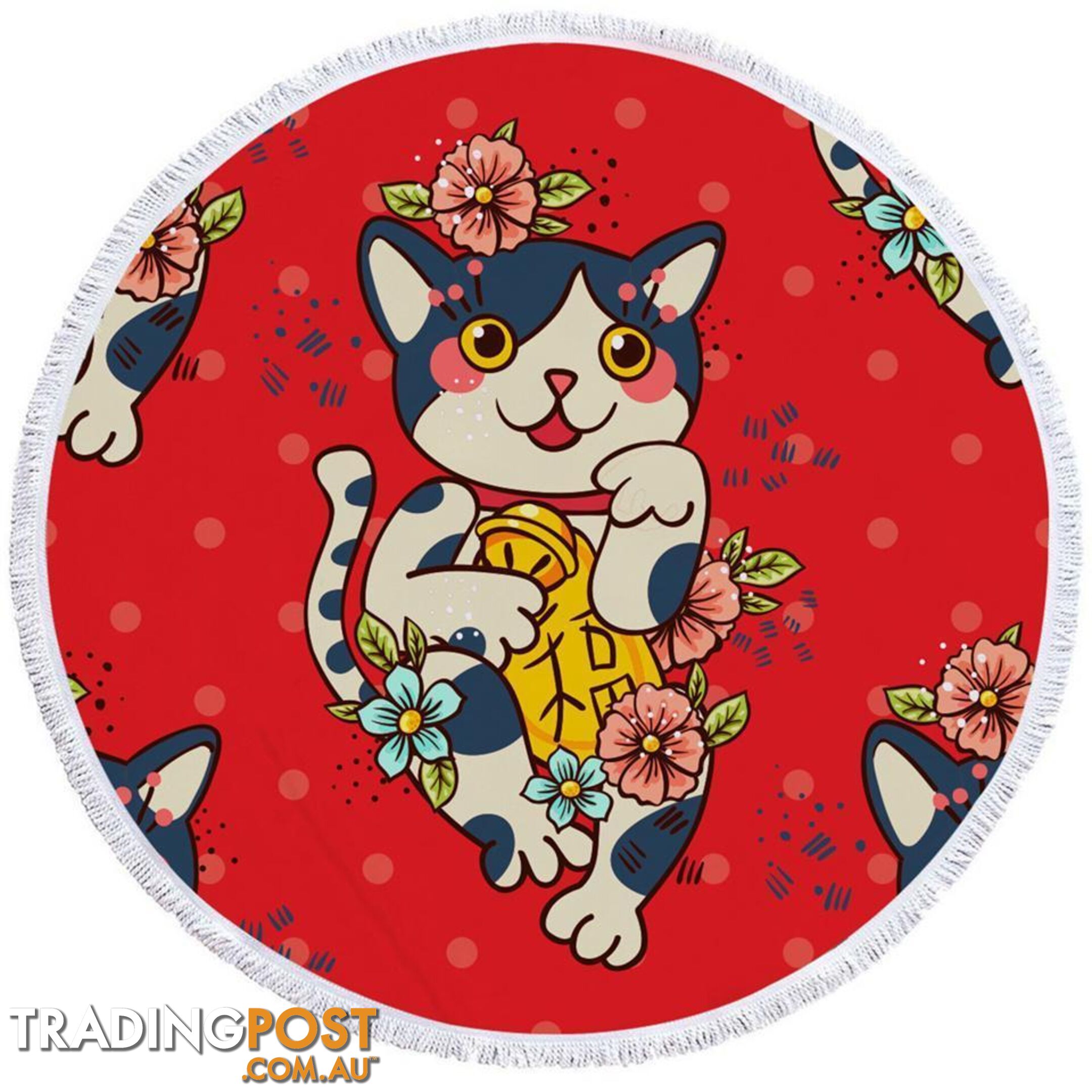 Cute Japanese Cat Beach Towel - Towel - 7427046307406