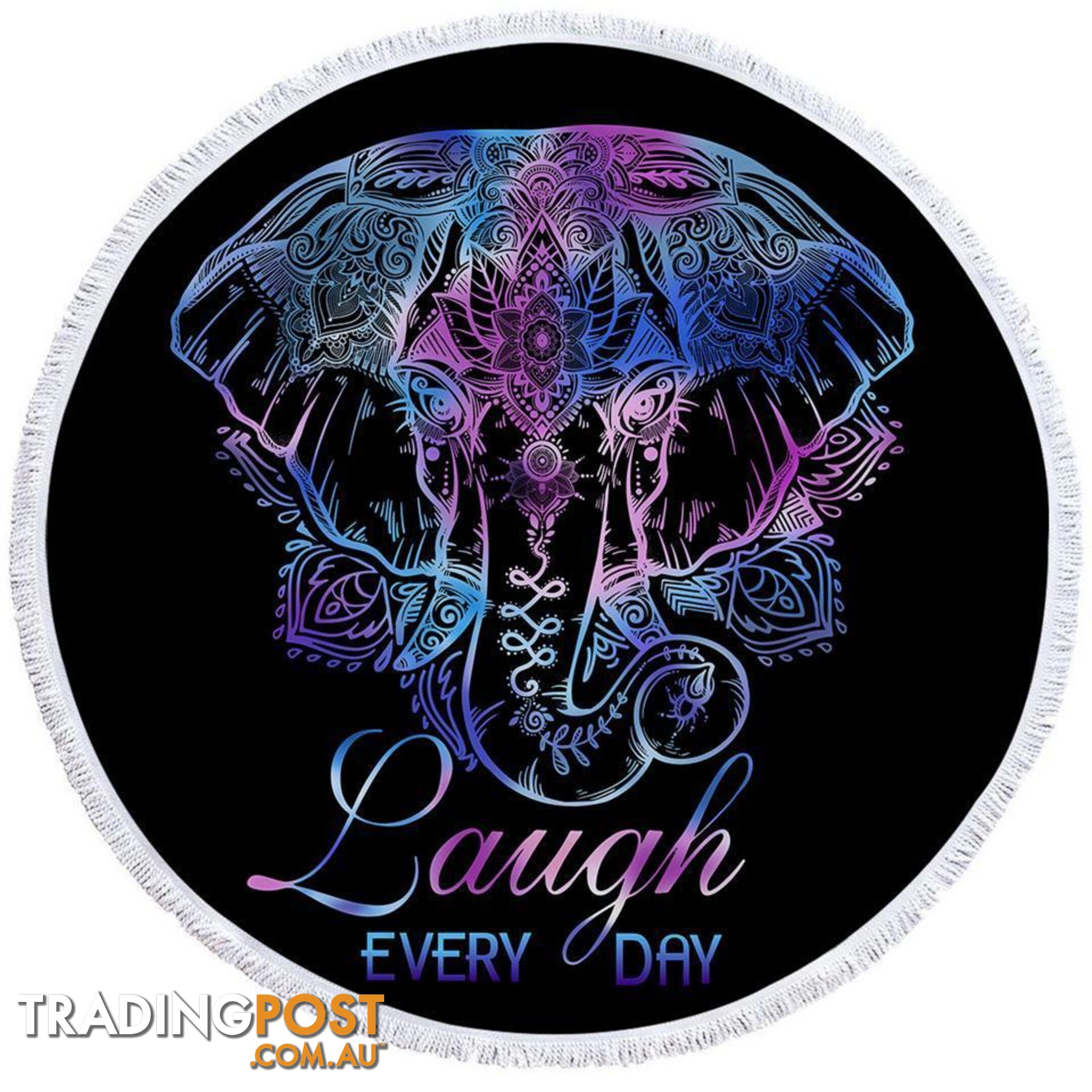 Inspirational Blue Purple Indian Elephant Beach Towel - Towel - 7427046312394