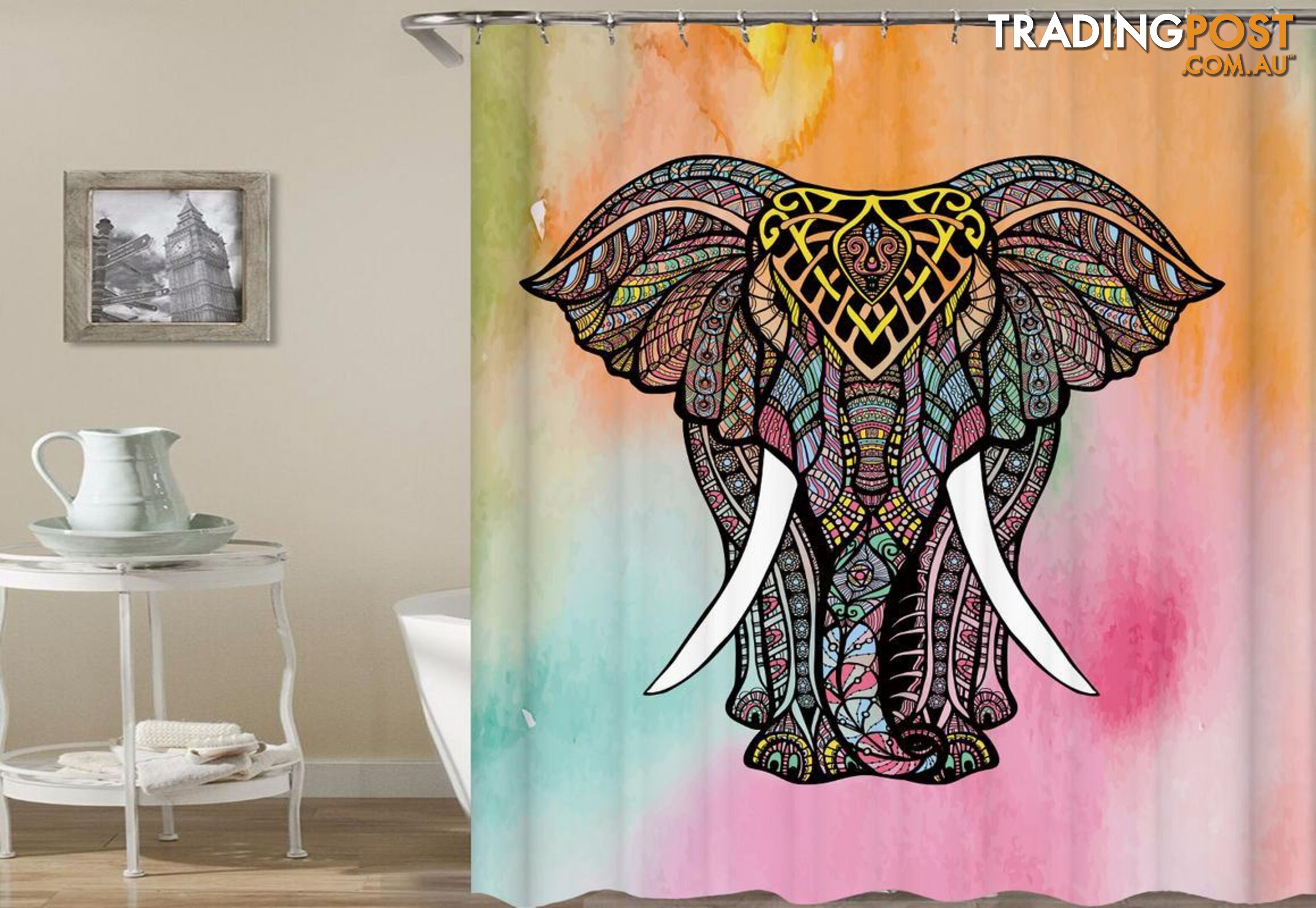 Colorful India Style Elephant Shower Curtain - Curtain - 7427045916036