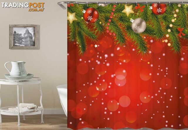 Classic Red With Christmas Ornaments Shower Curtain - Curtains - 7427046066846