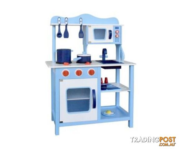 Children Wooden Kitchen Play Set Blue - Keezi - 4326500262004