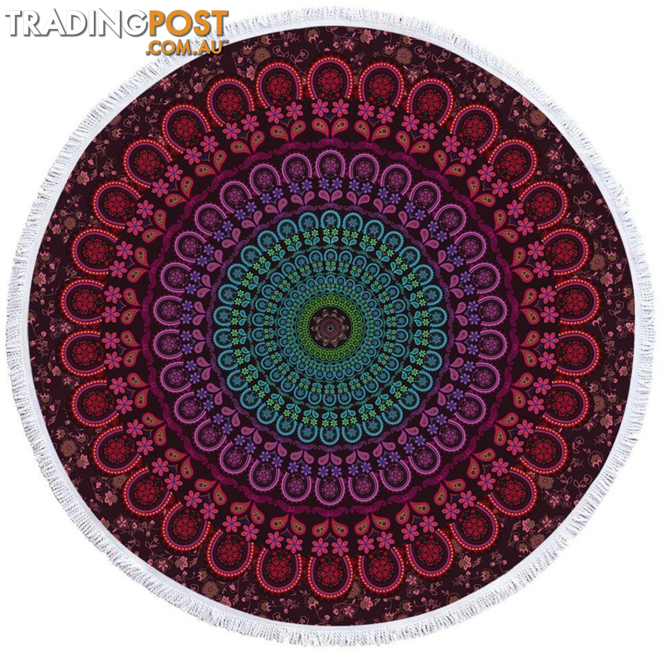 Turquoise Purplish Mandala Beach Towel - Towel - 7427046326070