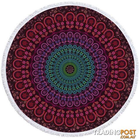 Turquoise Purplish Mandala Beach Towel - Towel - 7427046326070