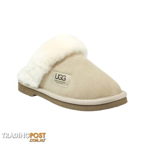 UGG Merino Sheepskin Fur Trim Scuff Memory Foam Sand - UGG - 822427524163