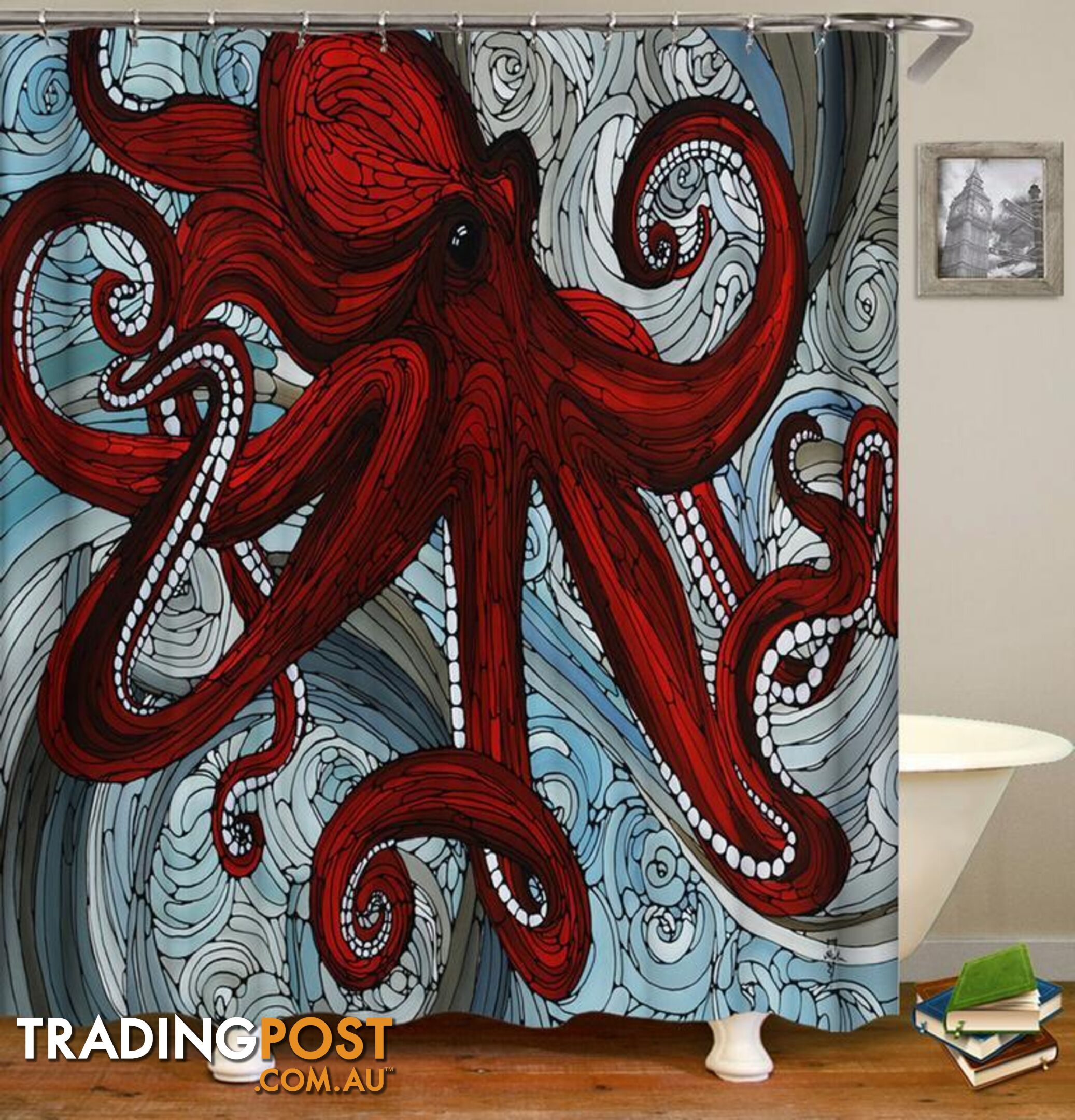 Stained Glass Octopus Shower Curtain - Curtain - 7427046009768