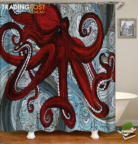 Stained Glass Octopus Shower Curtain - Curtain - 7427046009768