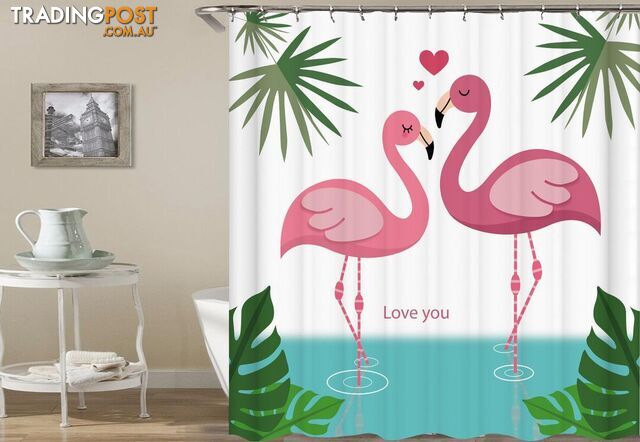 Flamingo's Love Shower Curtain - Curtains - 7427045924703