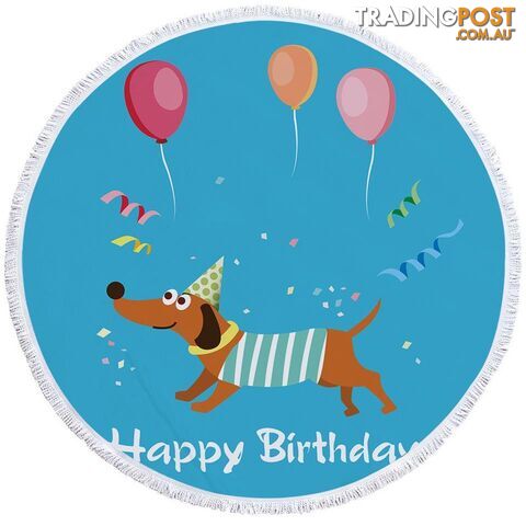 Happy Birthday Dog Beach Towel - Towel - 7427046321907