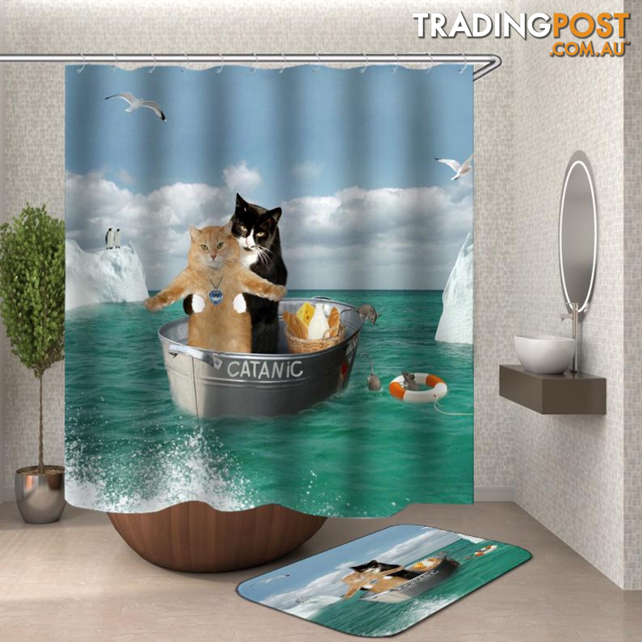 âCatanicâ Funny Cats Shower Curtain - Curtain - 7427046106450