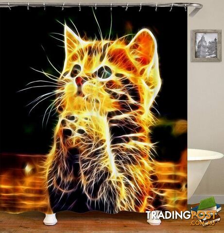 Electric Cat Shower Curtain - Curtains - 7427045924239