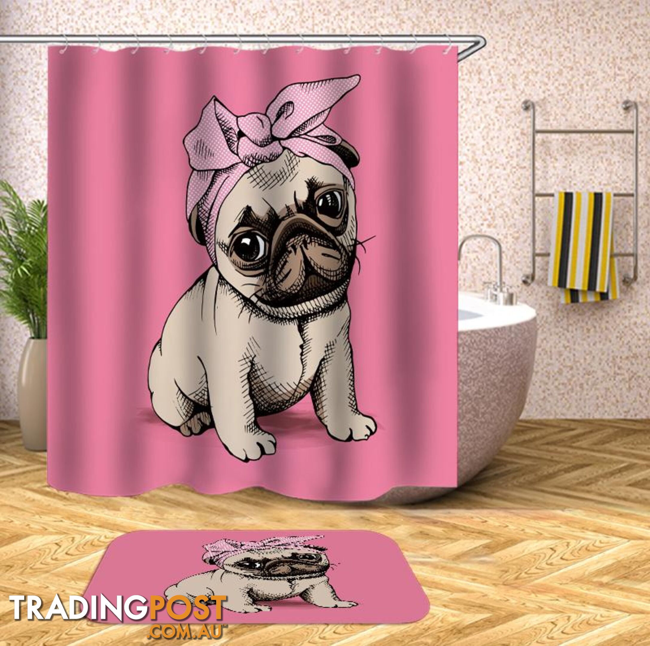 Lady Pug Dog Shower Curtain - Curtain - 7427045982796