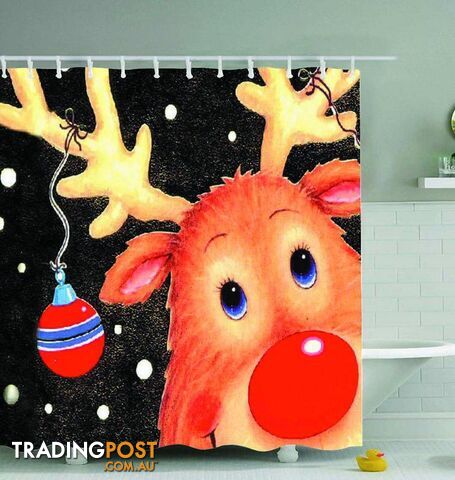 Reindeer Drawing Shower Curtain - Curtains - 7427046062626