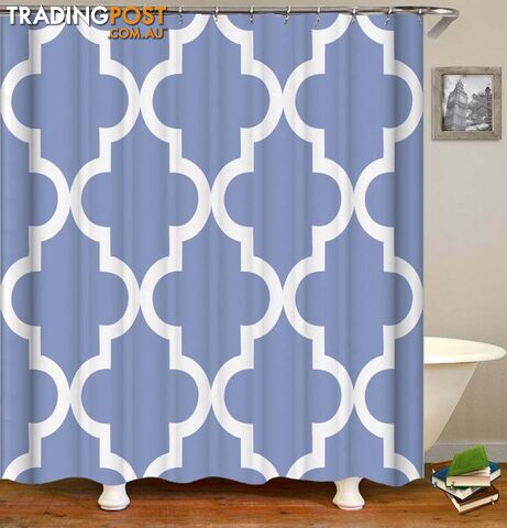 Greyish-Blue Moroccan Shower Curtain - Curtain - 7427046134453