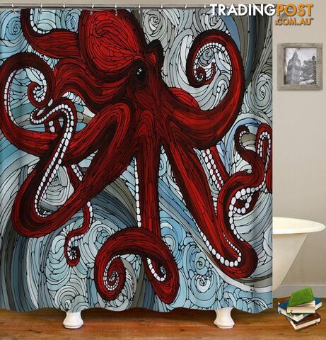 Stained Glass Octopus Shower Curtain - Curtain - 7427046009508