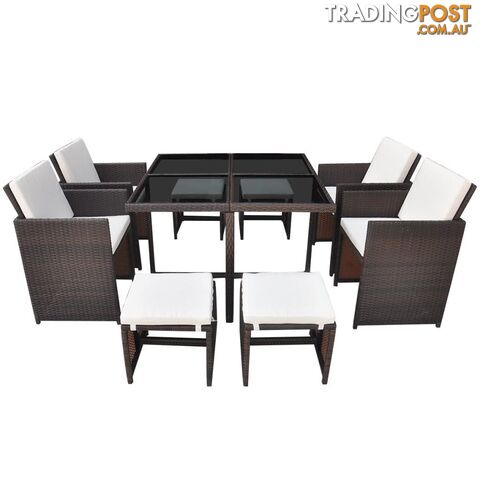 Outdoor Poly Rattan Dining Set (21 Pcs) - Brown - Unbranded - 4326500417824