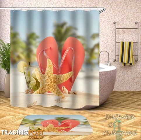 Stare Fish And Flip Flop Shower Curtain - Curtain - 7427046281447