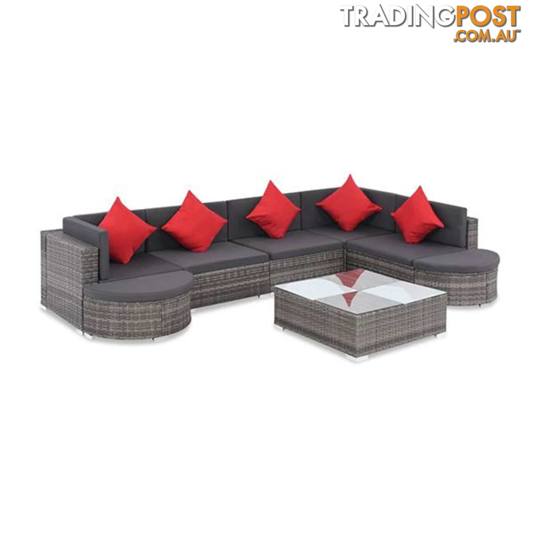 8 Piece Garden Lounge Set With Cushions Poly Rattan Grey - Unbranded - 7427046256872