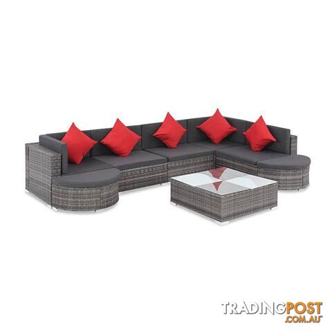 8 Piece Garden Lounge Set With Cushions Poly Rattan Grey - Unbranded - 7427046256872