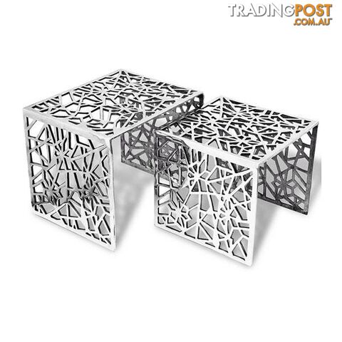 Two Piece Side Tables Square Aluminium Silver - Unbranded - 8718475999430