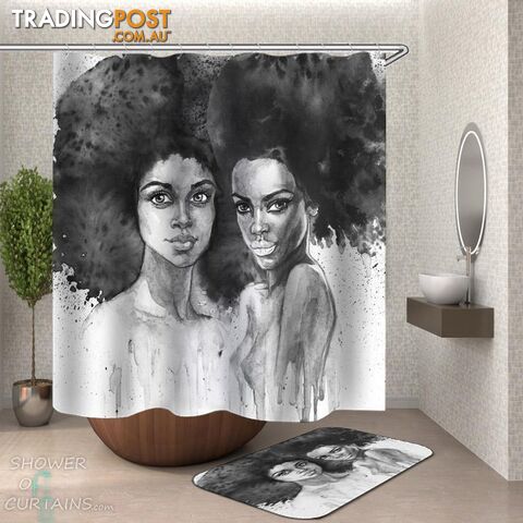 Art Painting Beautiful African Girls Shower Curtain - Curtain - 7427046300247