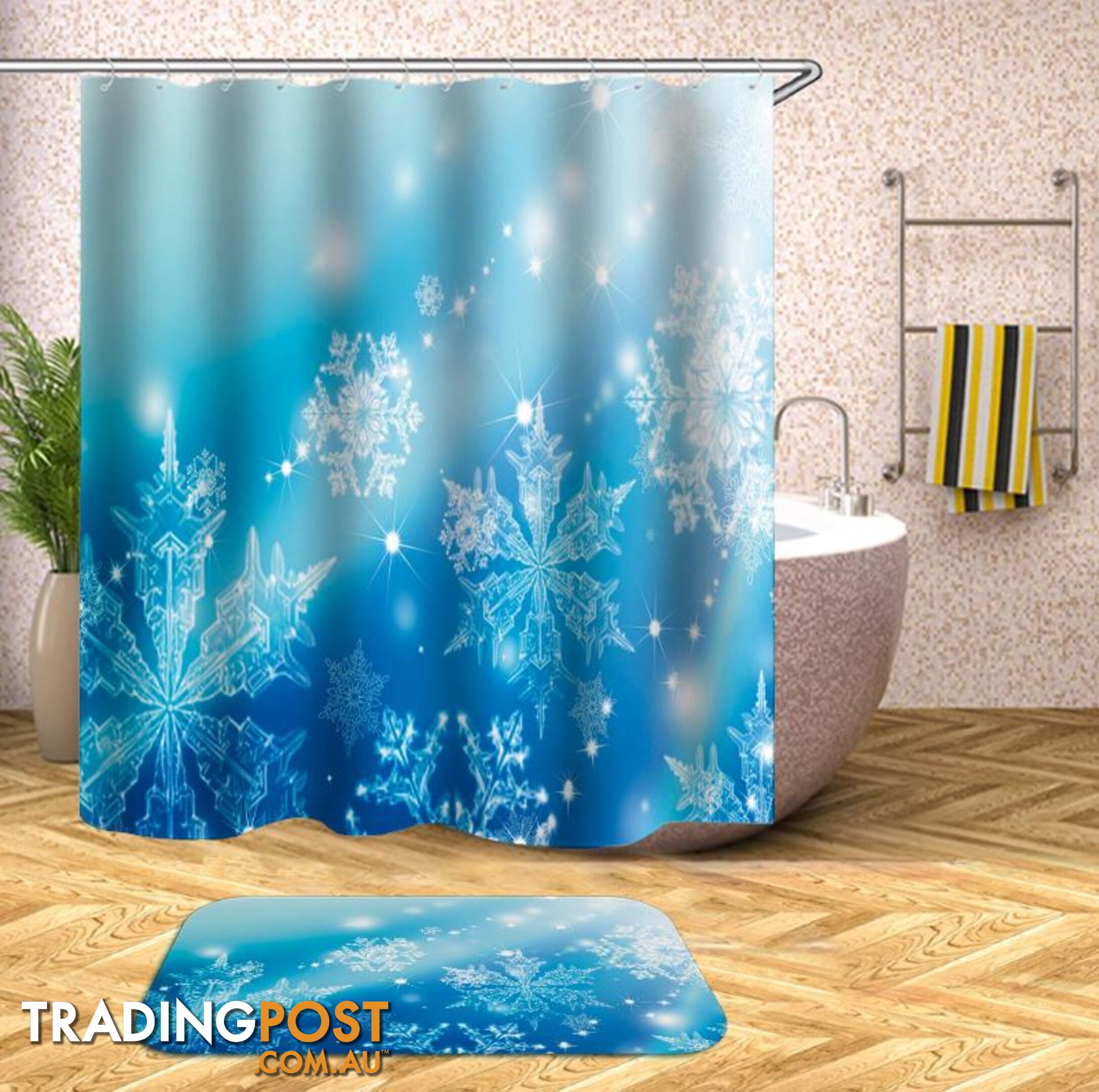 Shiny Snowflakes Shower Curtain - Curtain - 7427045959392