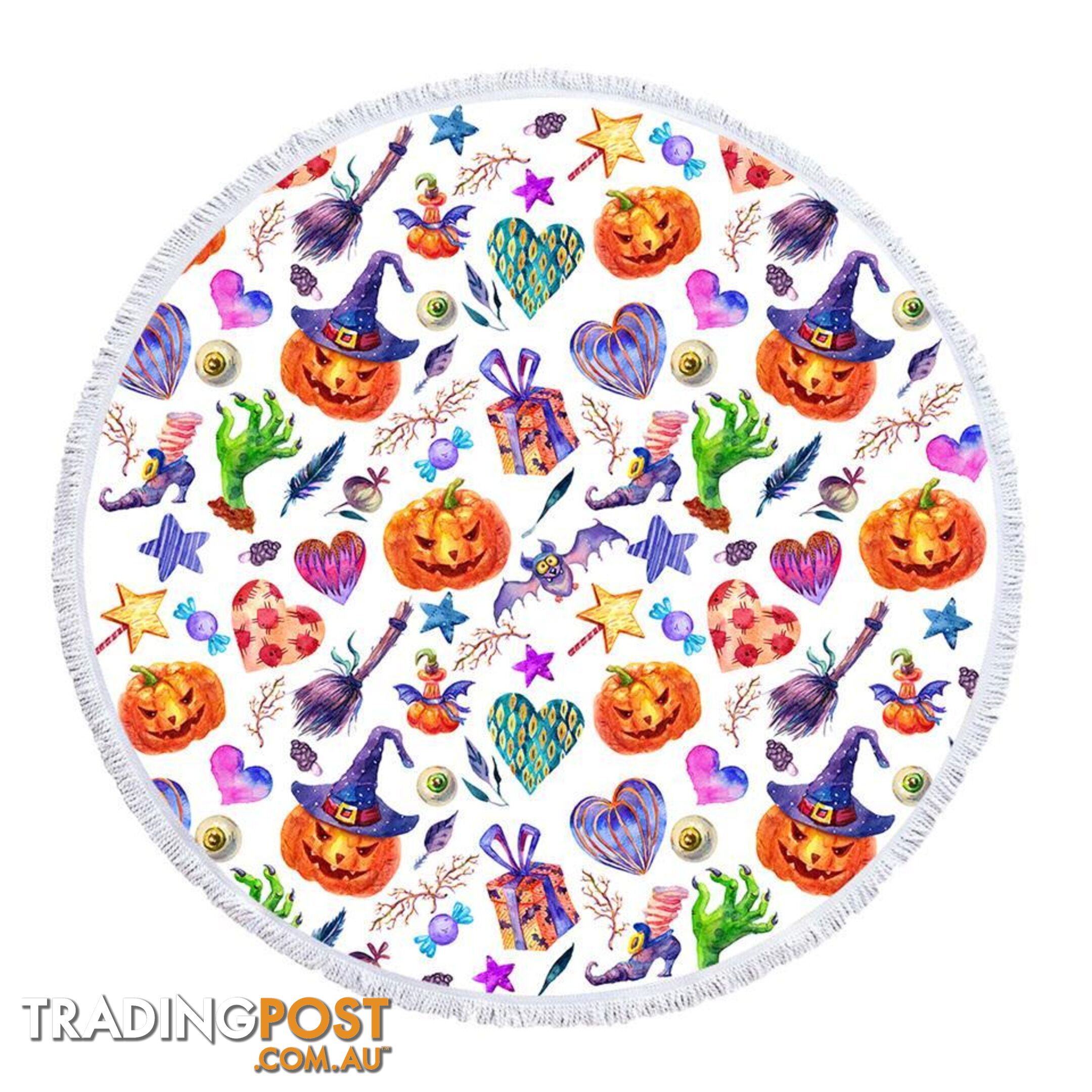 Colorful Halloween Pattern Beach Towel - Towel - 7427046342261