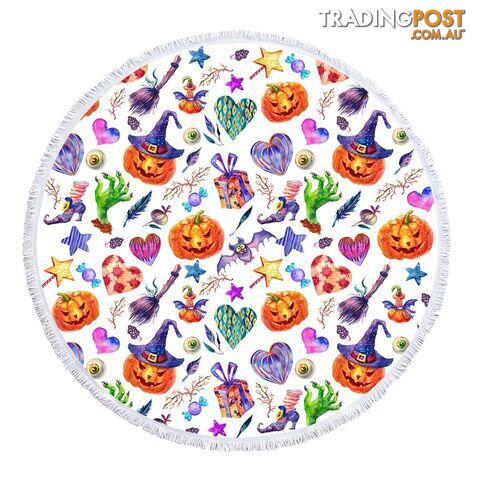 Colorful Halloween Pattern Beach Towel - Towel - 7427046342261