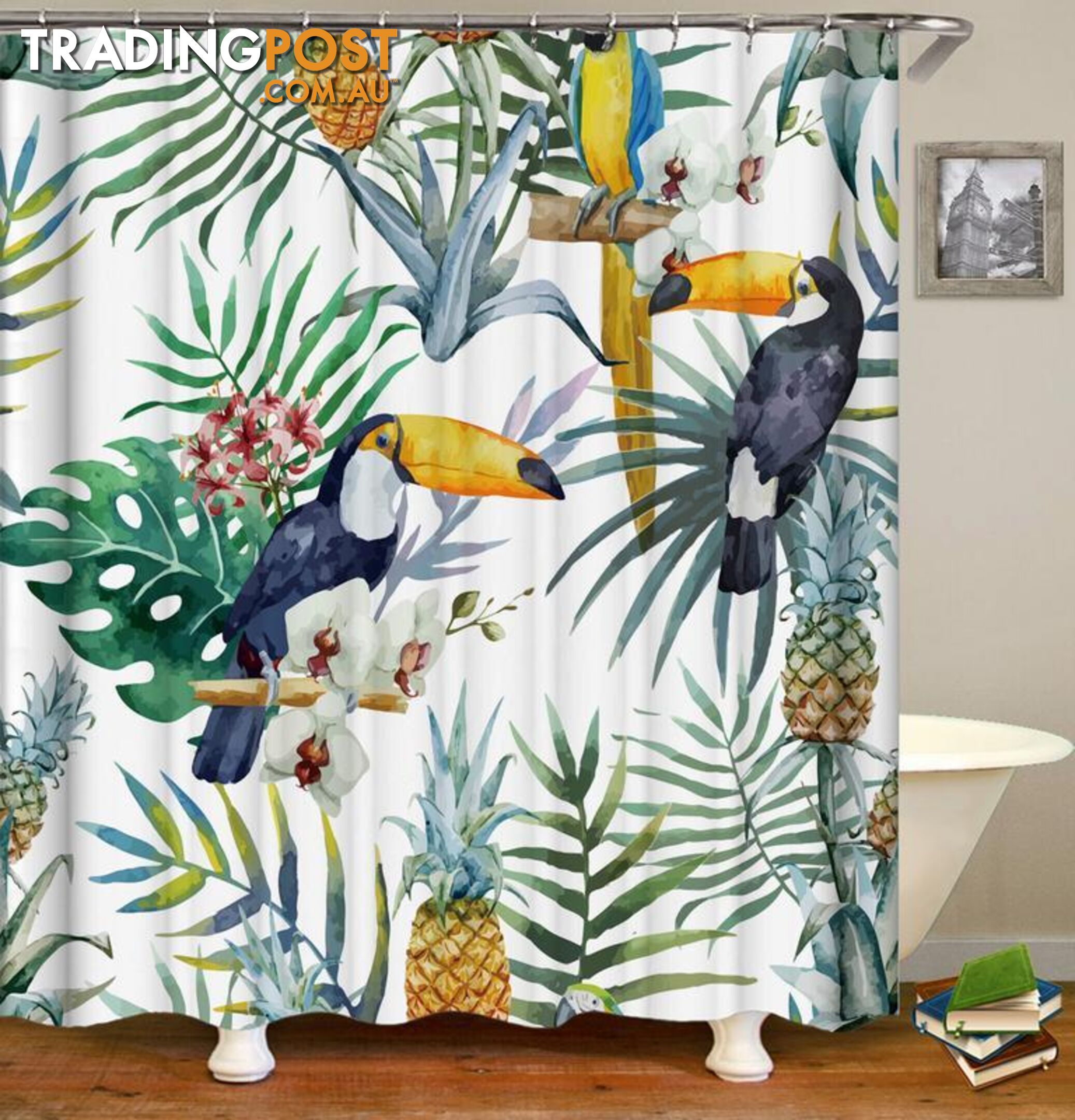 Toucans ft Pineapples Painting Shower Curtain - Curtain - 7427045977907