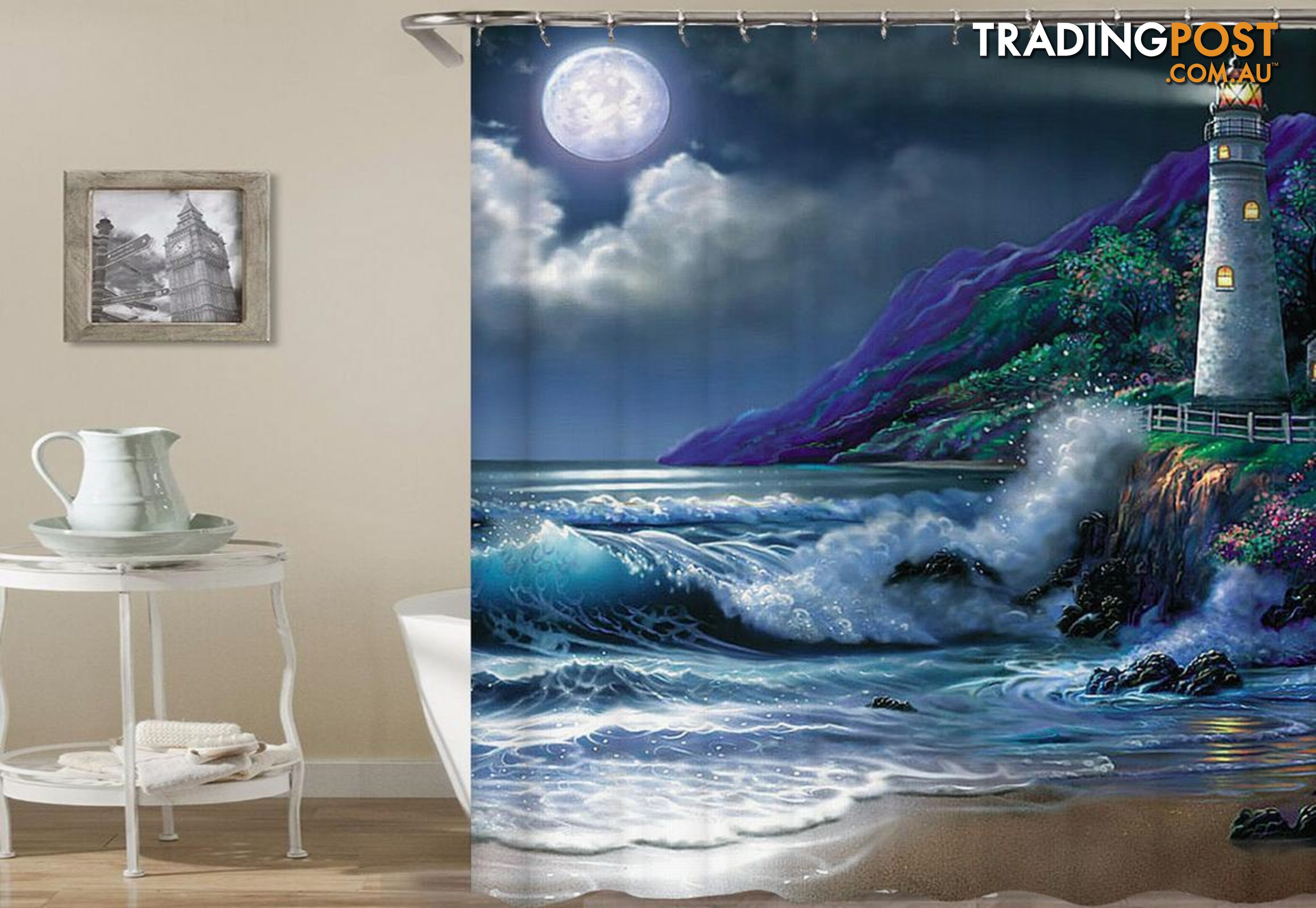 Lighthouse Painting Shower Curtain - Curtain - 7427045981867