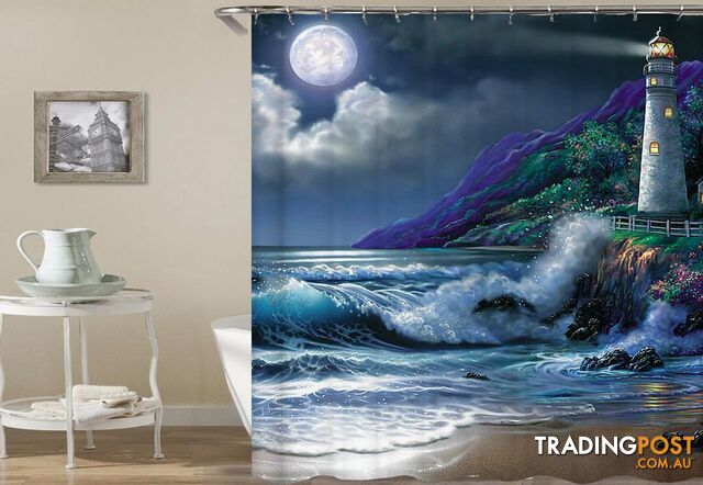 Lighthouse Painting Shower Curtain - Curtain - 7427045981867