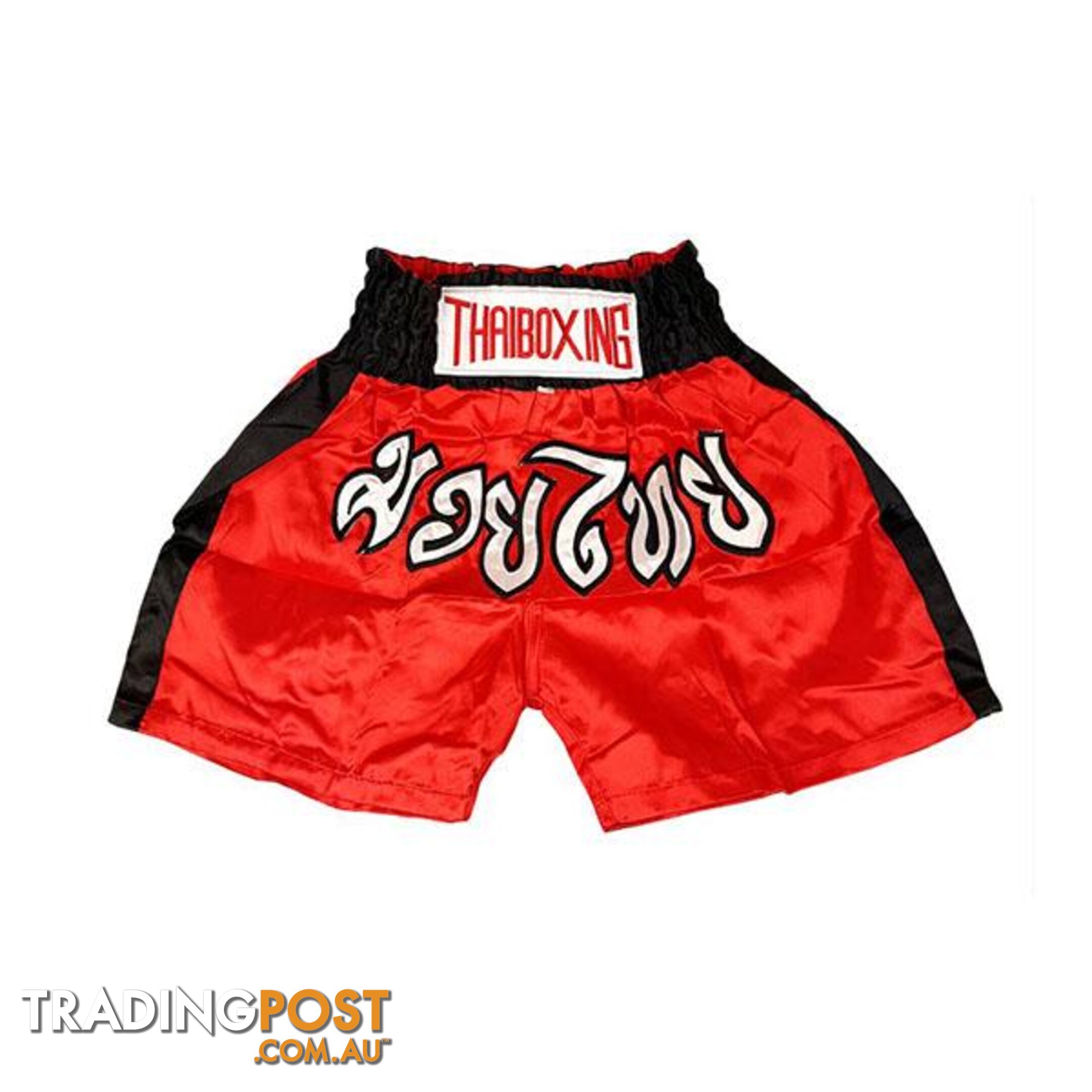 Kid Boxing Short Satin Red Black - ThaiBoxing - 9476062139629