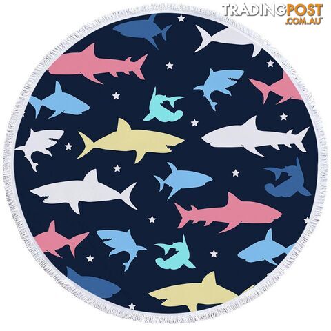 Multi Colored Sharks Beach Towel - Towel - 7427046304719