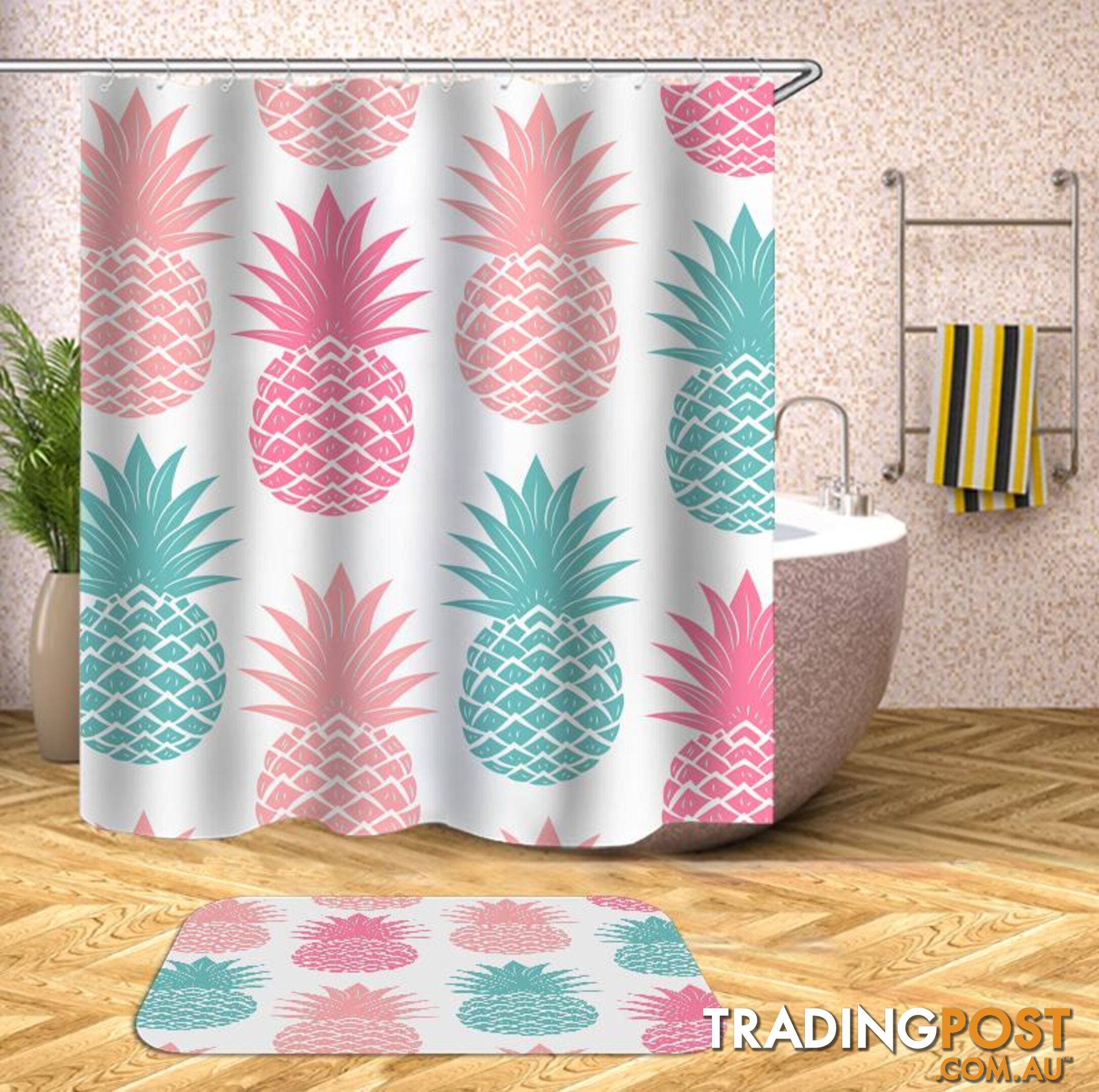 Multi-Colored Pineapple Shower Curtain - Curtain - 7427046010092