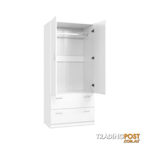 2 Doors Wardrobe Bedroom Closet Storage Organizer Armoire 180 Cm White - Artiss - 9355720018967