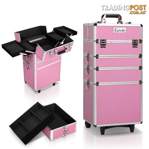 7 in 1 Portable Beauty Make up Cosmetic Trolley Case Pink - Embellir - 7427005868825