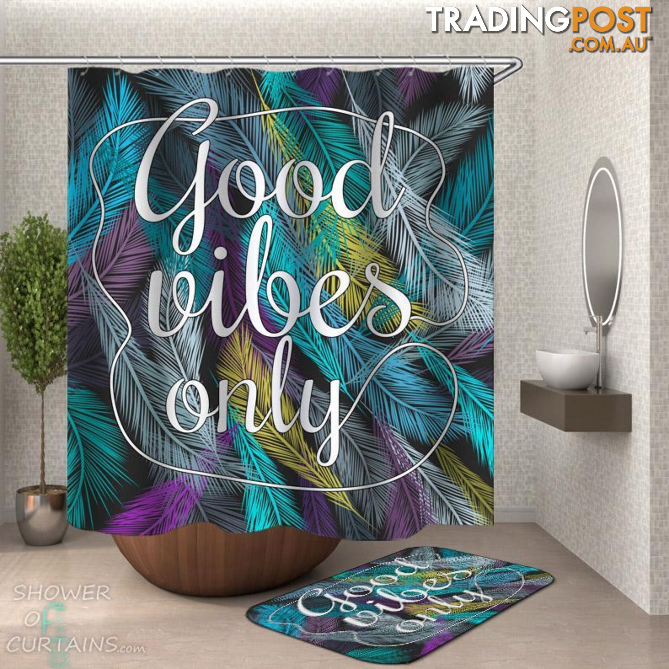 Good Vibes Only Feathers - Curtain - 7427046294379