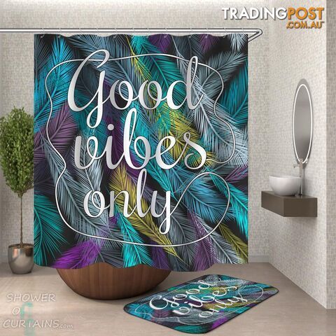 Good Vibes Only Feathers - Curtain - 7427046294379