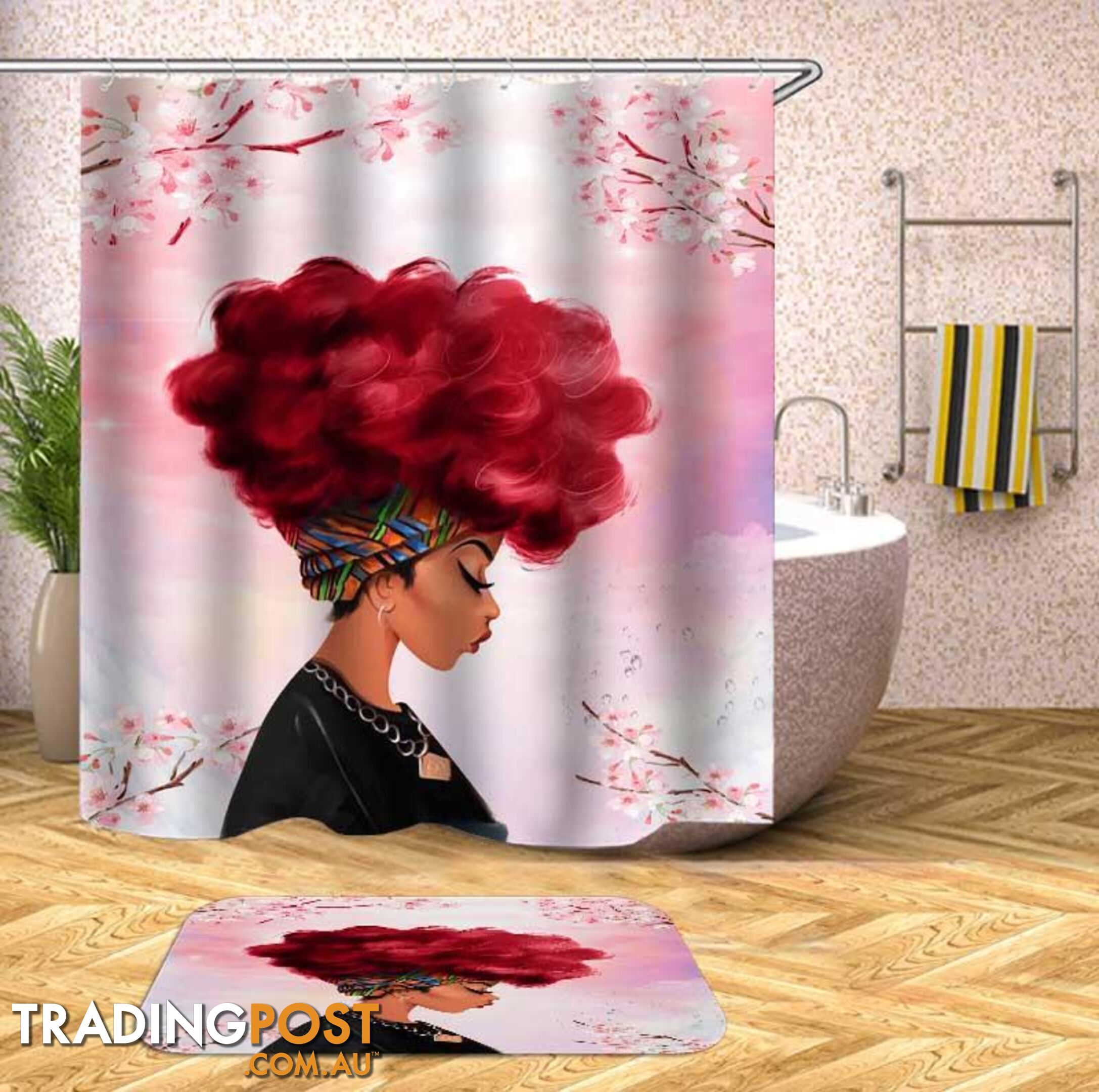 Pinkish Beautiful Black Girl Shower Curtain - Curtain - 7427046132503