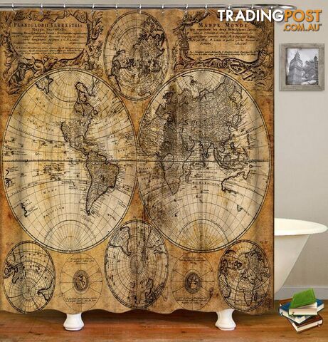 Vintage Leather Globe Map Shower Curtain - Curtain - 7427046004893