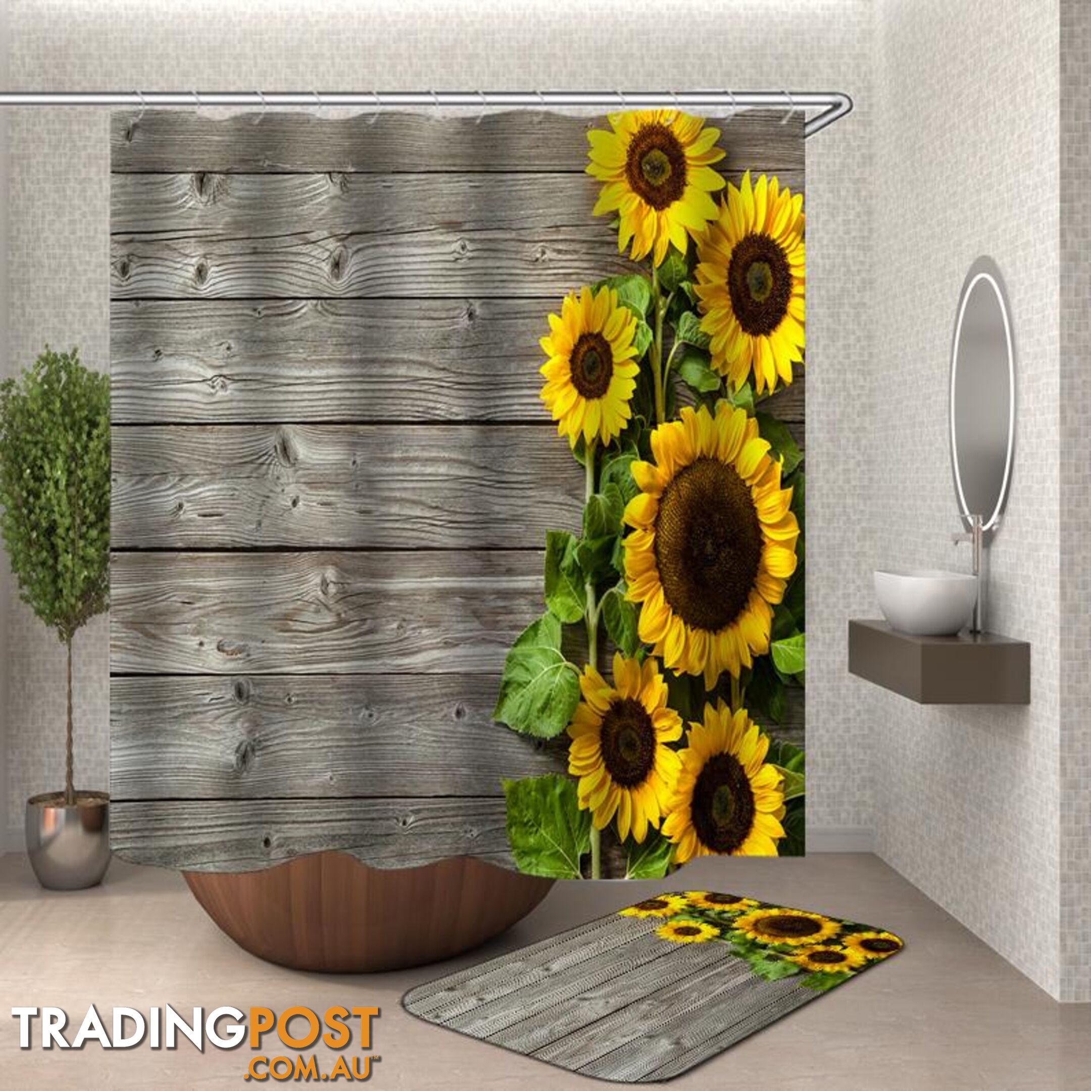 Rustic Deck Sunflowers Shower Curtain - Curtain - 7427046116961