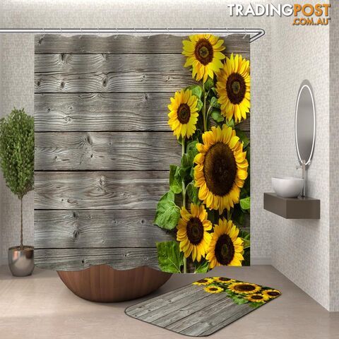 Rustic Deck Sunflowers Shower Curtain - Curtain - 7427046116961